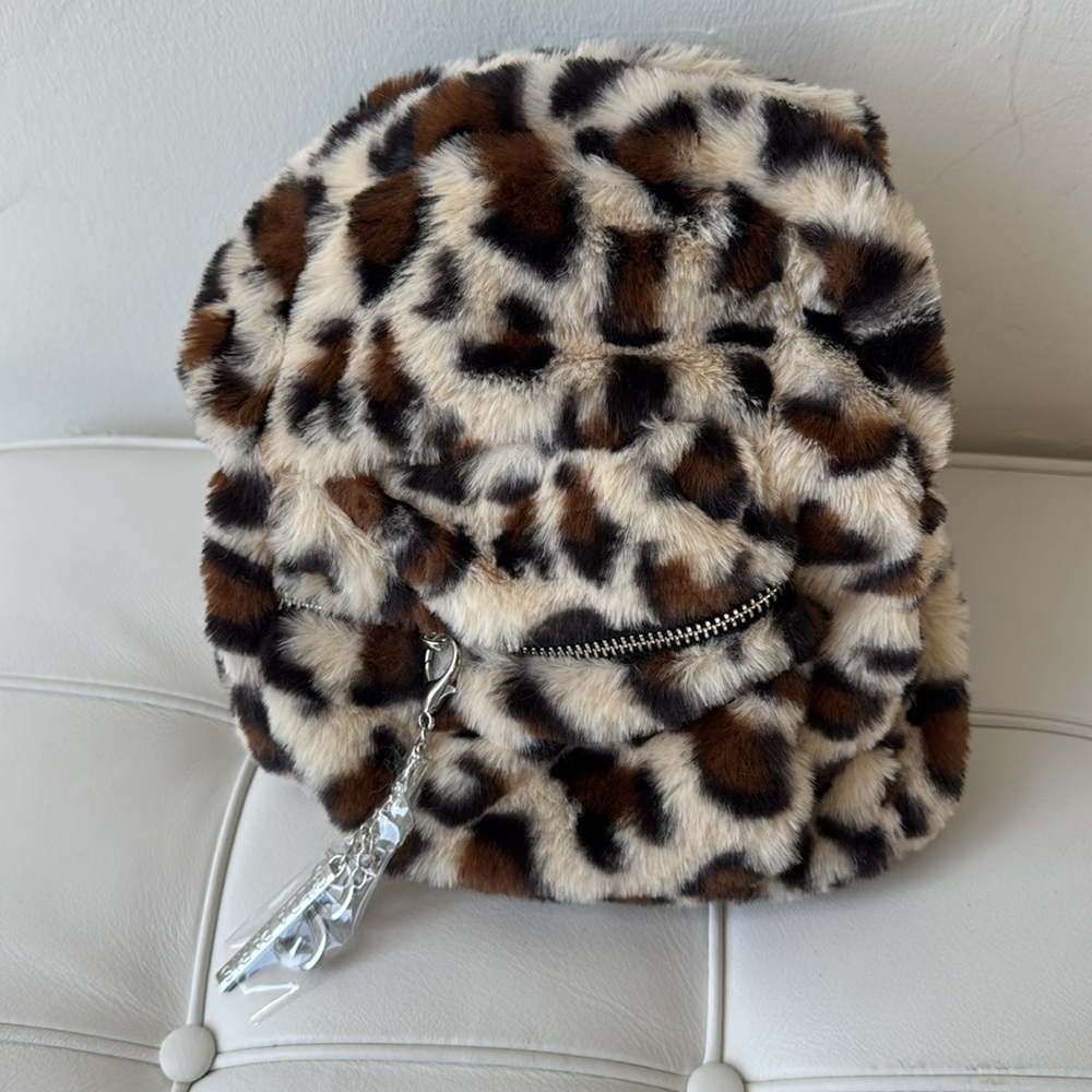 Gilda Paris Leopard Faux Fur Backpack NWT